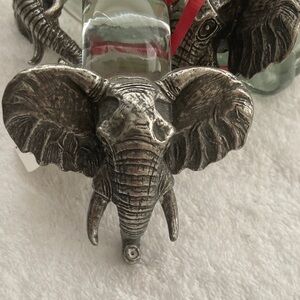 Hand-blown Glass and Pewter Elephant Napkin Rings Set of 4